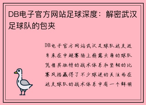 DB电子官方网站足球深度：解密武汉足球队的包夹